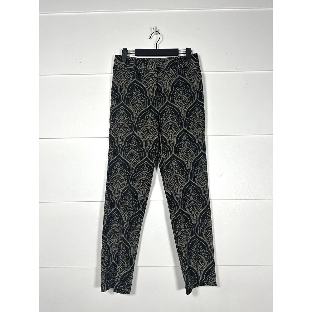 J.McLaughlin Grier cropped‎ pants black gold brocade stretch womens 0